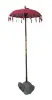 Product image 1 of the product “Bali umbrella, Red with wooden coins and gold leaves hanging around the edge. Approx. 100cm dia. and 250cm height ”